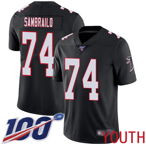 Atlanta Falcons Limited Black Youth Ty Sambrailo Alternate Jersey NFL Football #74 100th Season Vapor Untouchable->youth nfl jersey->Youth Jersey